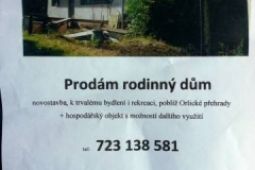 Prodám rodinný dům poblíž Orlické přehrady